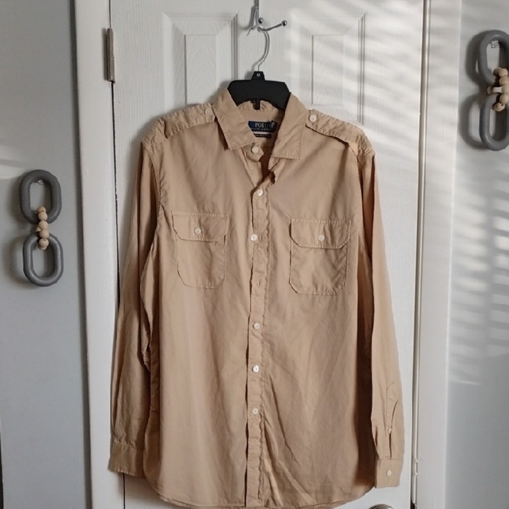 🚨B2G1 POLO RALPH LAUREN Tan Khaki Casual Button Down Shirt